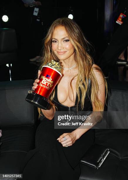 Jennifer Lopez, winner of the Best Song award for ‘On My Way ,' attends the 2022 MTV Movie & TV Awards at Barker Hangar on June 05, 2022 in Santa...