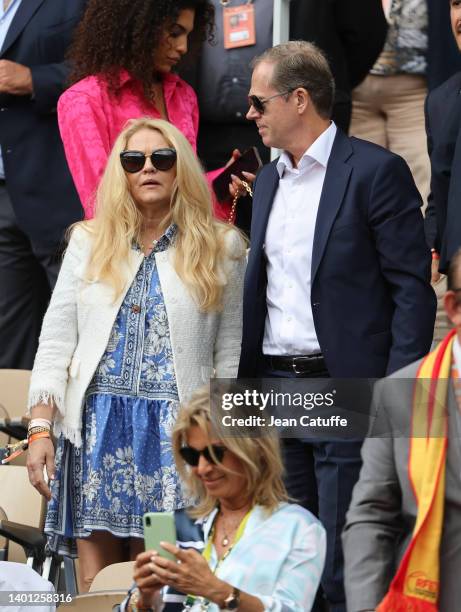 Stefan Edberg and his wife Annette Olsen attend the men's final on day 15 of the French Open 2022 held at Stade Roland Garros on June 5, 2022 in...