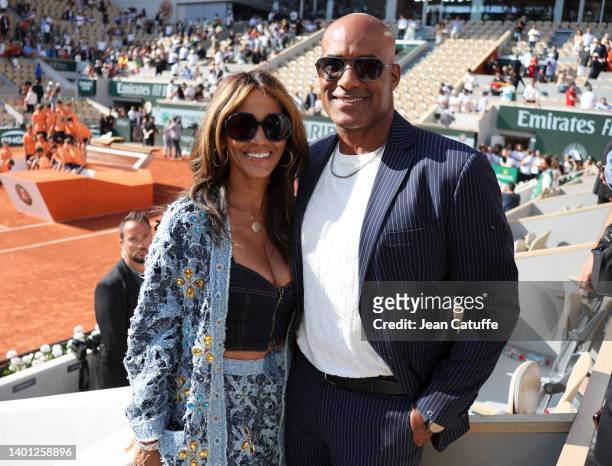 Nicole Ari Parker and her husband Boris Kodjoe attend the men's final on day 15 of the French Open 2022 held at Stade Roland Garros on June 5, 2022...