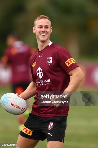 Daly Cherry-Evans during a Queensland Maroons State of Origin training session at Sanctuary Cove on June 06, 2022 in Gold Coast, Australia.