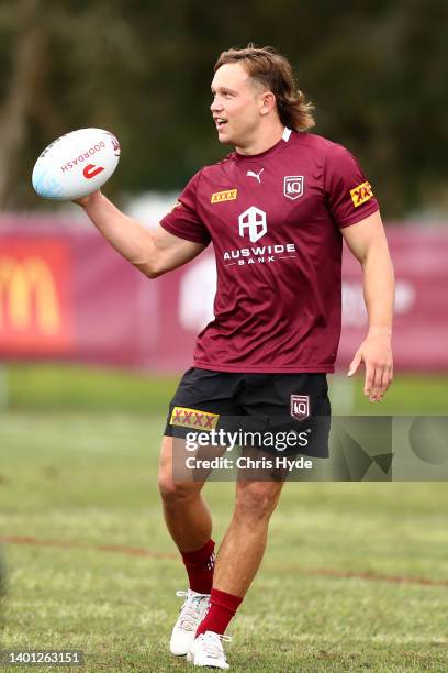 Reuben Cotter during a Queensland Maroons State of Origin training session at Sanctuary Cove on June 06, 2022 in Gold Coast, Australia.