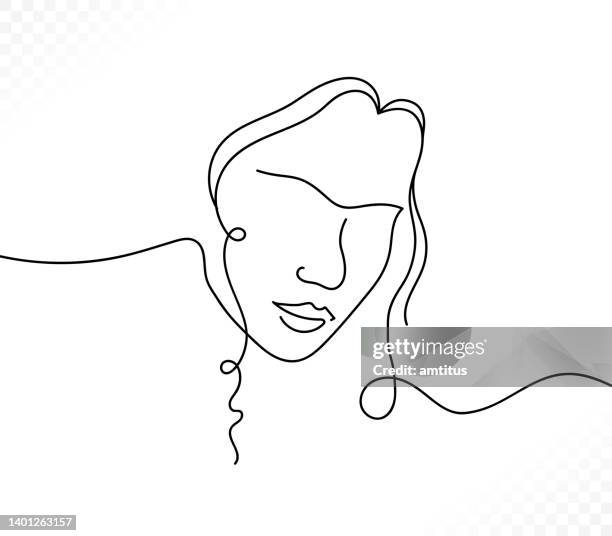 girl face line art - woman line art stock illustrations