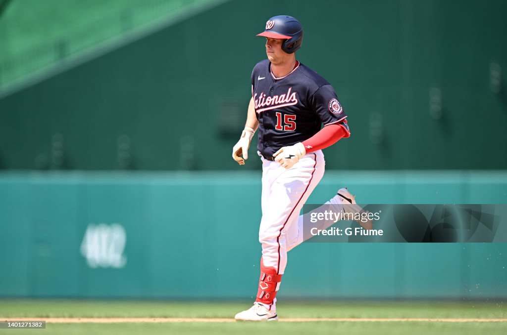 Nationals Riley Adams Riley Adams of the Washington Nationals rounds the bases after... News ...