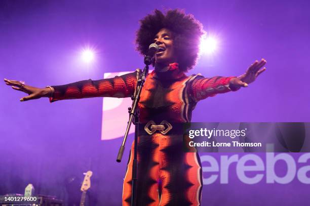 Mereba performs during Cross The Tracks Festival 2022 at Brockwell Park on June 05, 2022 in London, England. "