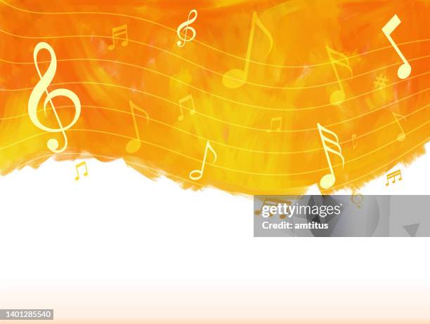 orange music - watercolour music notes stock illustrations