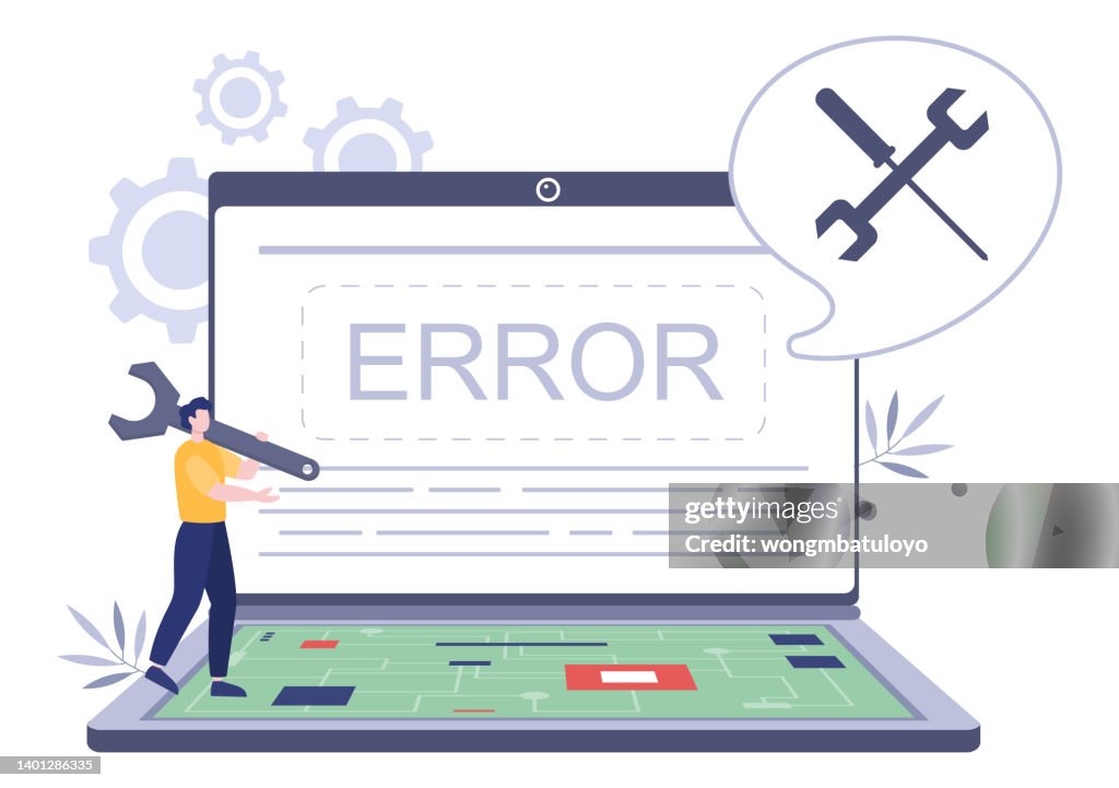 Computer Repair Or Service Flat Cartoon Illustration With Tools ...