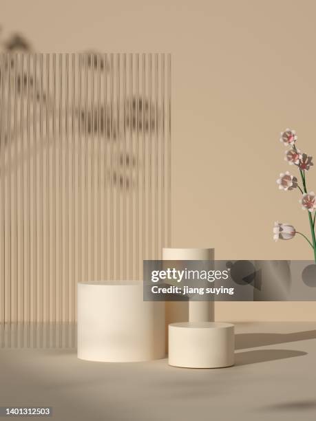 rendering 3d piattaforma di visualizzazione del prodotto 3d - cylinder foto e immagini stock