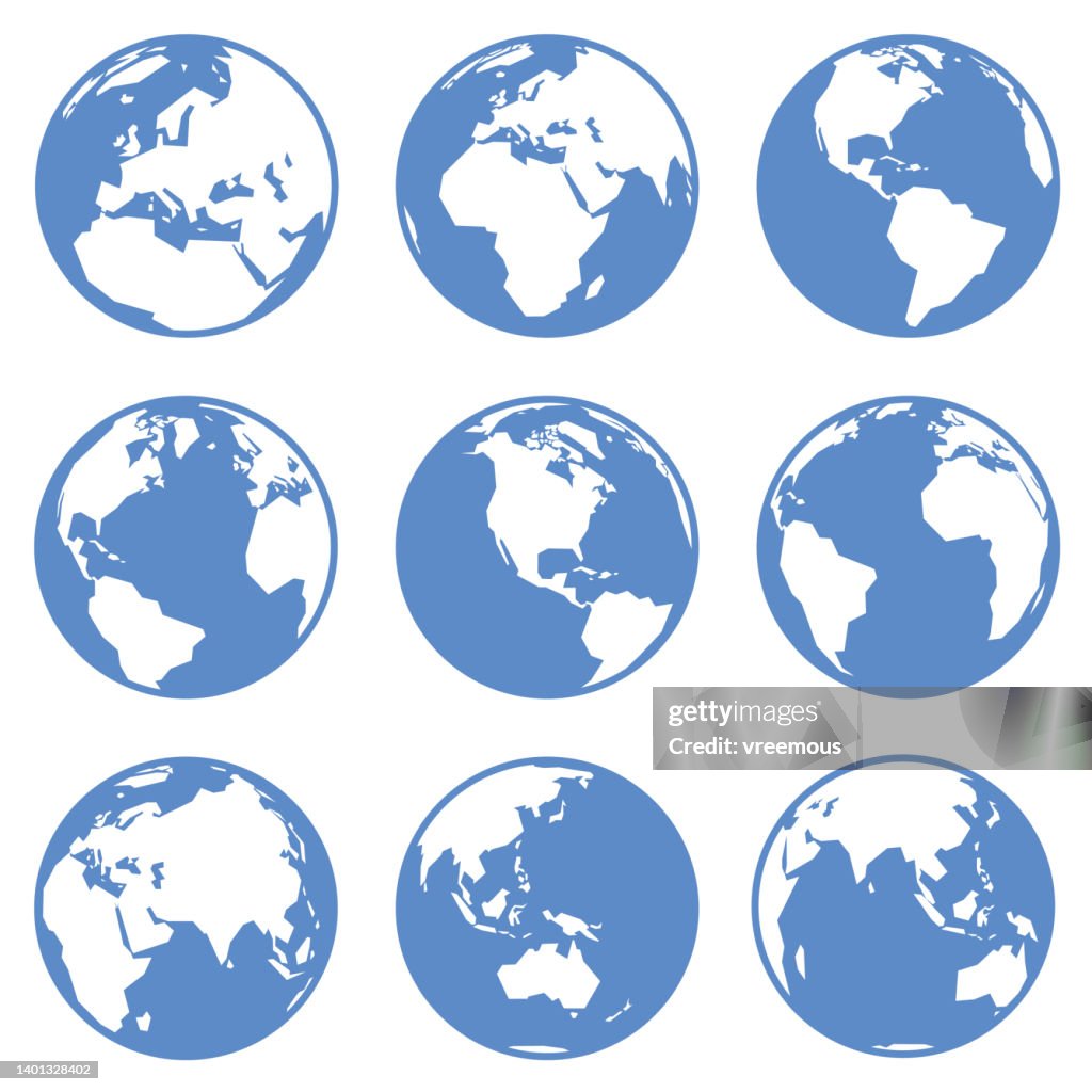 Globe Earth visualizza le icone da nove posizioni