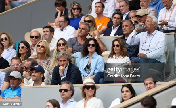 From bottom, Carlos Moya, coach of Rafael Nadal of Spain, above his agent Carlos Costa, above his mother Ana Maria Parera, his sister Maria Isabel...