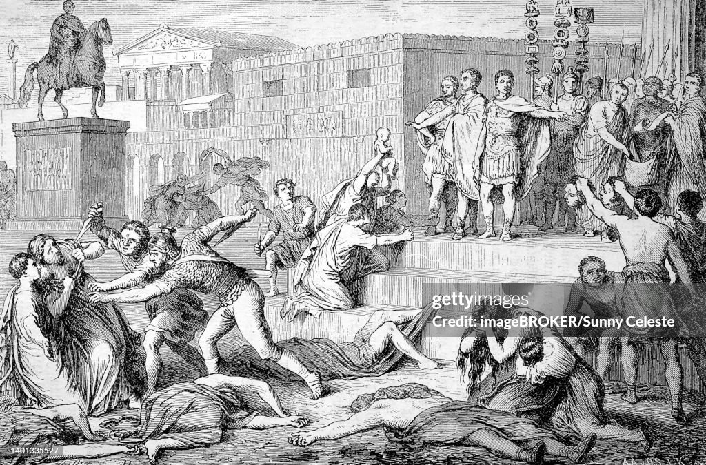 The Ostracism of the Triumvir in 43 BC the History of Ancient Rome, Roman Empire, Italy, digitally restored reproduction from a 19th century original