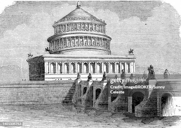 stockillustraties, clipart, cartoons en iconen met the mausoleum of emperor hadrian, usually known as castel sant'angelo, rome, italy, history of ancient rome, roman empire, digitally restored reproduction from a 19th century original - castel sant'angelo