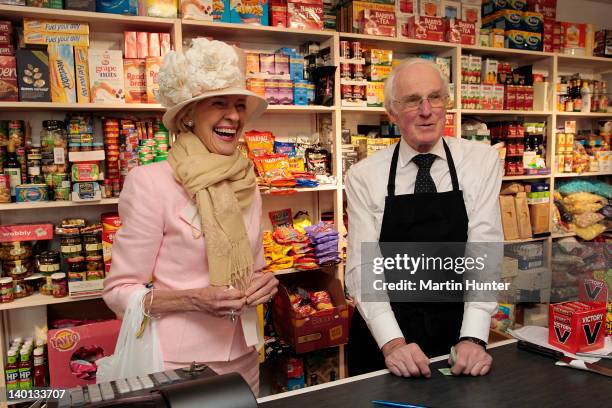 Australian Governor-General Quentin Bryce buys manuke honey and fudge from grocery store owner Colin Johnson on February 29, 2012 in Christchurch,...