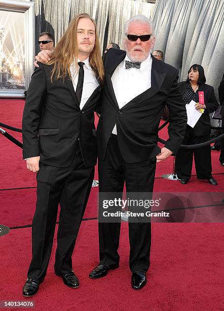 Brawley Nolte and Nick Nolte arrives at the 84th Annual Academy Awards at Grauman's Chinese Theatre on February 26, 2012 in Hollywood, California.