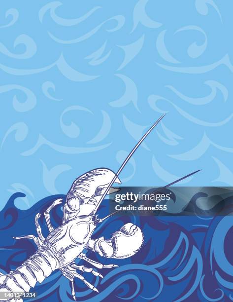 nautical ocean background template with a lobster - seafood background stock illustrations