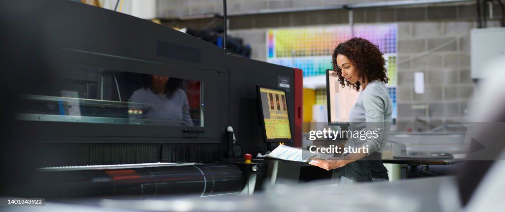 Female printing operator