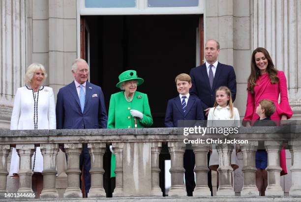 Camilla, Duchess of Cornwall, Prince Charles, Prince of Wales, Queen Elizabeth II, Prince George of Cambridge, Prince William, Duke of Cambridge,...