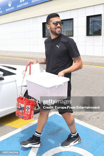 Ezequiel Garay leaves a store, on June 6 in Madrid, Spain.