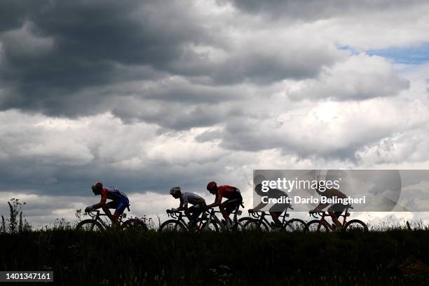 General view of Olivier Le Gac of France and Team Groupama - FDJ, Anders Skaarseth of Norway and UNO - X Pro Cycling Team, Alexis Vuillermoz of...