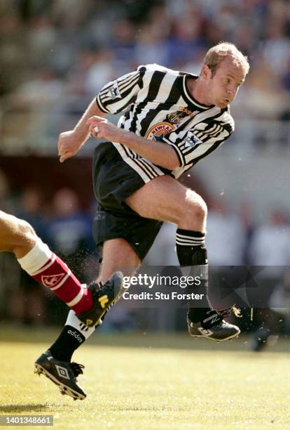 Newcastle United striker Alan Shearer shoots at goal during a FA Premier League match against Charlton Athletic at St James' Park on August 15th,...