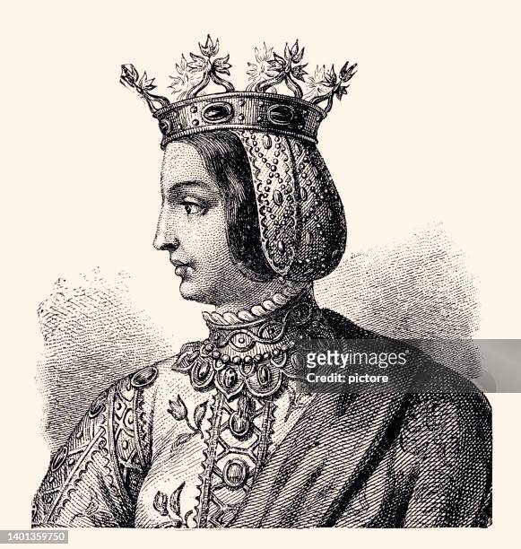 isabella i of castile  (xxxl with lots of details) - aragon stock illustrations