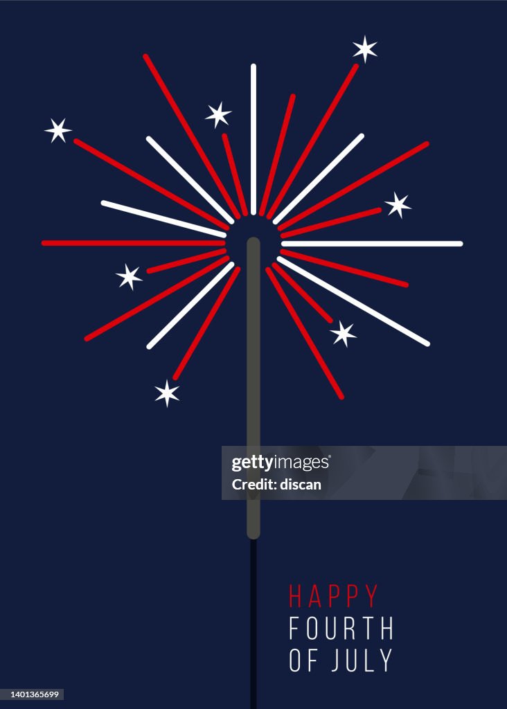 4th of July Greeting Card with Sparkler.