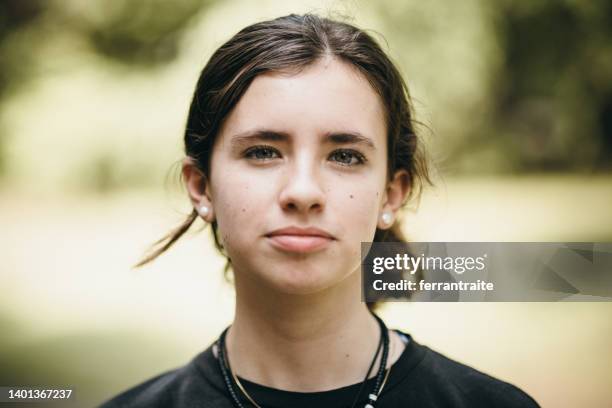 14 year old girl portrait - 14 year old brunette girl stock pictures, royalty-free photos & images