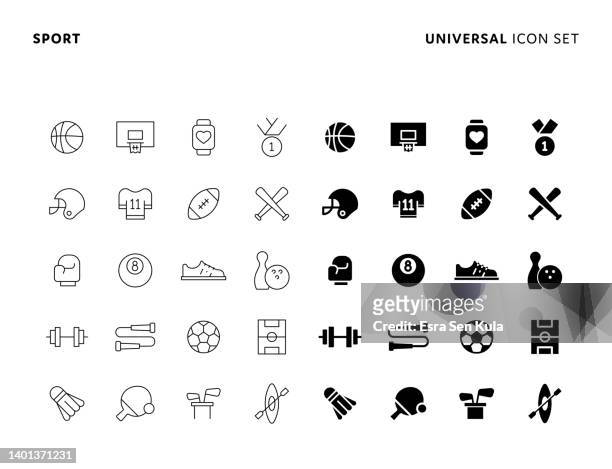 universal sport solid and line icon set with editable stroke. icons are suitable for web page, mobile app, ui, ux and gui design. - beyond sport global awards stock illustrations