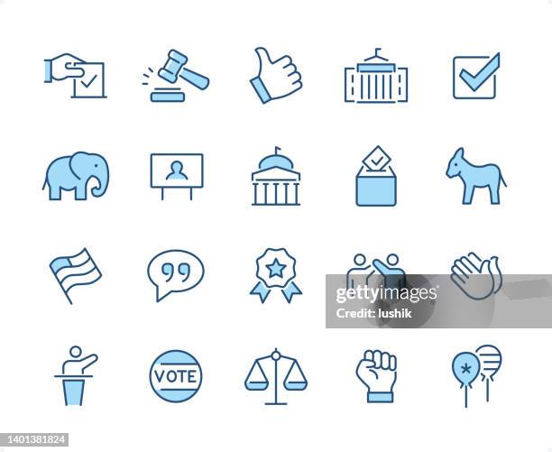 ilustrações de stock, clip art, desenhos animados e ícones de politics icon set. editable stroke weight. pixel perfect dichromatic icons. - donkey