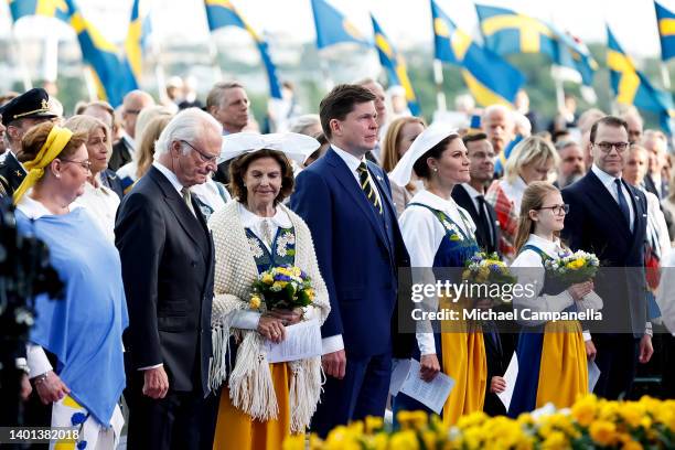 King Carl XVI Gustaf of Sweden, Queen Silvia of Sweden, Speaker of the Riksdag Andreas Norlén, Crown Princess Victoria of Sweden, Princess Estelle of...