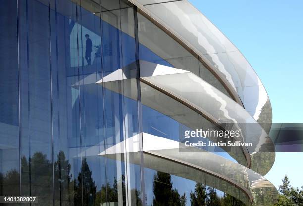 View of Apple headquarters at Apple Park on June 06, 2022 in Cupertino, California. Apple CEO Tim Cook kicked off the annual WWDC22 developer...