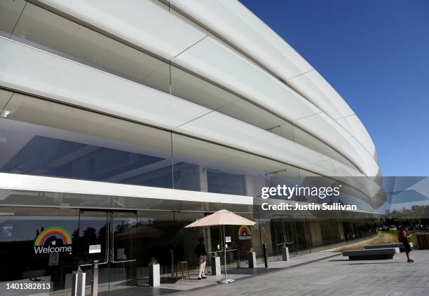 View of Apple headquarters a Apple Park on June 06, 2022 in Cupertino, California. Apple CEO Tim Cook kicked off the annual WWDC22 developer...