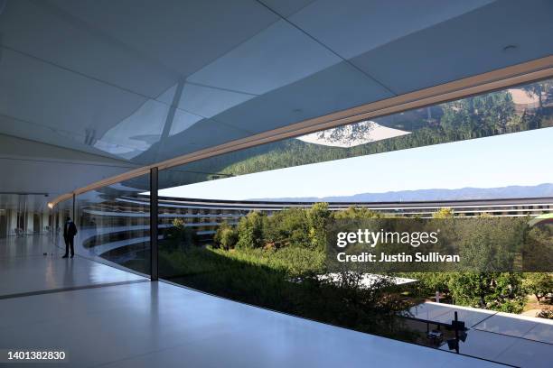 View of Apple headquarters a Apple Park on June 06, 2022 in Cupertino, California. Apple CEO Tim Cook kicked off the annual WWDC22 developer...