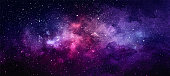 Vector cosmic illustration. Beautiful colorful space background. Watercolor Cosmos