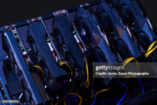 crypto currency mining rig - rigips stock pictures, royalty-free photos & images