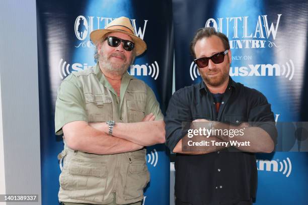 Singer-songwriter Hank Williams Jr. And Dan Auerbach visit SiriusXM's Outlaw Country at SiriusXM Nashville Studios at Bridgestone Arena on June 06,...