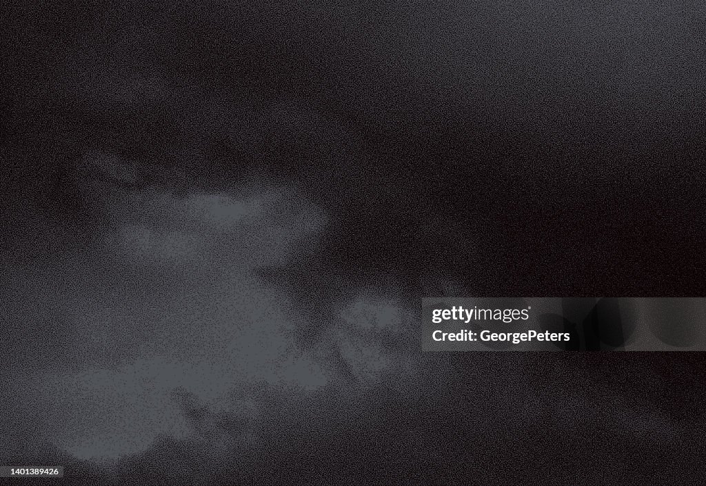 Stipple illustration of spooky night cloudscape