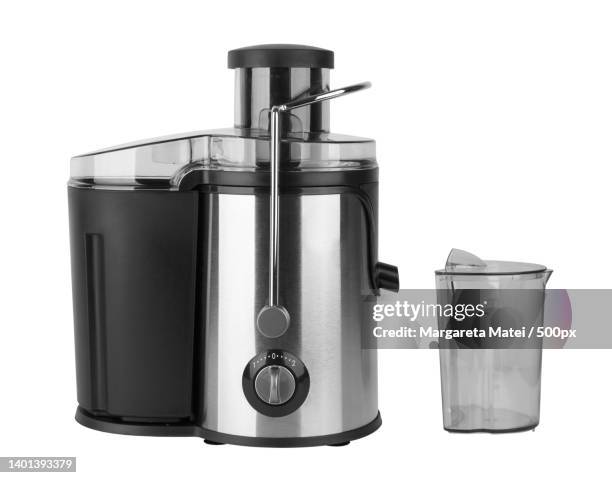 close-up of containers against white background - juicing stock pictures, royalty-free photos & images