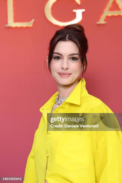 Anne Hathaway attends the BVLGARI EDEN THE GARDEN OF WONDERS on June 06, 2022 in Paris, France.