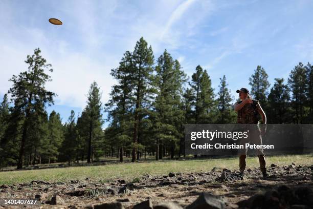 Greg Kendall warms up before the second round of the Highlander Classic at McPherson Park disc golf course on June 05, 2022 in Flagstaff, Arizona....