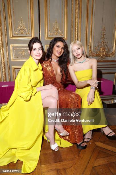 Anne Hathaway, Priyanka Chopra Jonas and Lisa aka Lalisa Manoban attend the BVLGARI EDEN THE GARDEN OF WONDERS on June 06, 2022 in Paris, France.