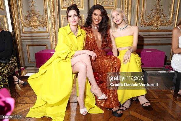 Anne Hathaway, Priyanka Chopra Jonas and Lisa aka Lalisa Manoban attend the BVLGARI EDEN THE GARDEN OF WONDERS on June 06, 2022 in Paris, France.