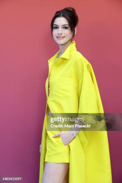 Anne Hathaway attends the BVLGARI EDEN THE GARDEN OF WONDERS on June 06, 2022 in Paris, France.