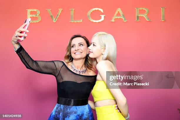 Lucia Silvestri and Lisa aka Lalisa Manoban attend the BVLGARI EDEN THE GARDEN OF WONDERS on June 06, 2022 in Paris, France.