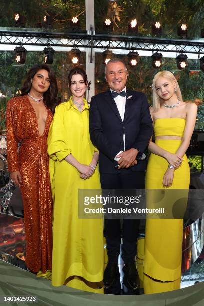 Priyanka Chopra Jonas, Anne Hathaway, Bvlgari CEO Jean-Christophe Babin and Lisa aka Lalisa Manoban attend the BVLGARI EDEN THE GARDEN OF WONDERS on...