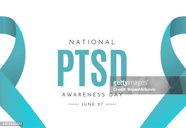 ptsd awareness day card, june 27. vector - post traumatic stress disorder stock illustrations
