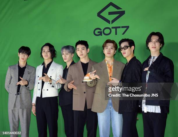 Attends a press conference for GOT7's New Mini Album 'GOT7' at VOCO Hotel Seoul on May 23, 2022 in Seoul, South Korea.