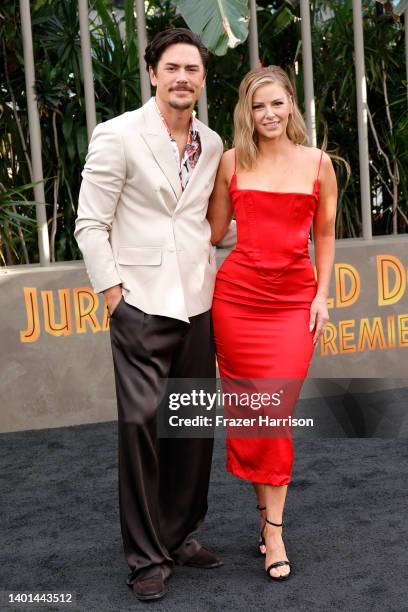 Tom Sandoval and Ariana Madix attend the Los Angeles premiere of Universal Pictures' "Jurassic World Dominion" on June 06, 2022 in Hollywood,...