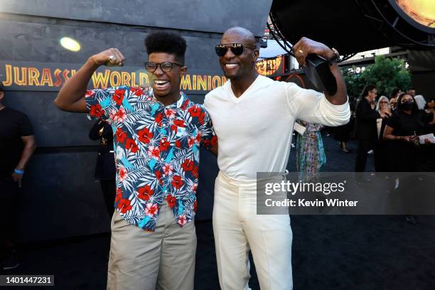 Isaiah Crews and Terry Crews attend the Los Angeles premiere of Universal Pictures' "Jurassic World Dominion" on June 06, 2022 in Hollywood,...