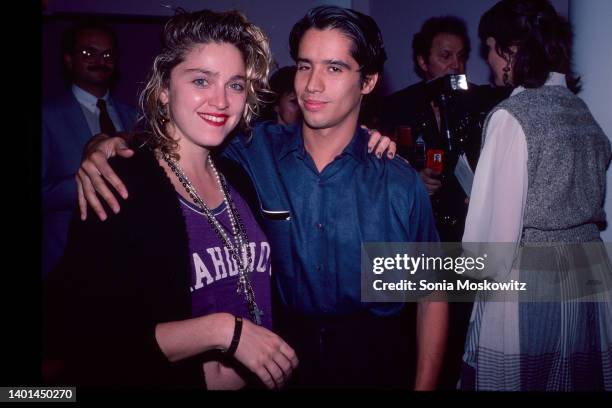 American couple, singer & actress Madonna and producer Jellybean Benitez, attend an unspecified event, New York, New York, September 1984.