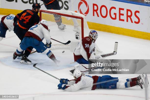 Zack Kassian of the Edmonton Oilers scores a goal against the Colorado Avalanche during the third period in Game Four of the Western Conference Final...